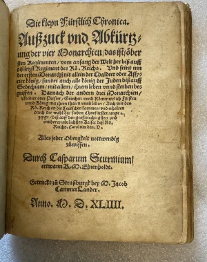 1544 Kasper Sturm - Die Kleyn Furstlich Chronica