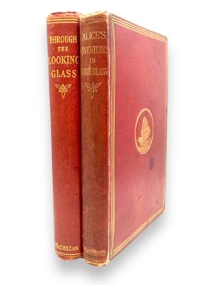 SIGNED Alice in Wonderland & Through the Looking Glass Pair (1882, 1872) by Lewis Carroll.