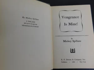 Vengeance is Mine by Mickey Spillane Signed/Inscribed 1950 First Edition with Dust Jacket