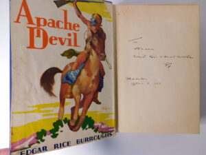 Edgar Rice Burroughs SIGNED (1933) APACHE DEVIL, 1st Edition, Association Copy