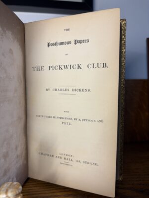 The Posthumous Papers of the Pickwick Club by Charles Dickens COMPLETE TRUE FIRST FINELY BOUND FEATURING ALL 43 PLATES