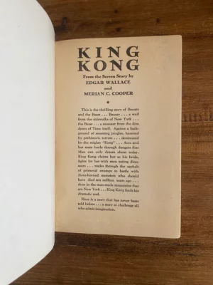 King Kong | 1932, First Edition with Rare Original Dust Jacket, By Edgar Wallace & Merian Cooper, Delos W. Lovelace