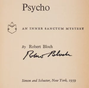 Psycho | 1959, Excellent First Edition, Signed by the Author, Robert Bloch, Rare.