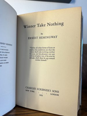 Winner Take Nothing by Ernest Hemingway. First Edition 1933.